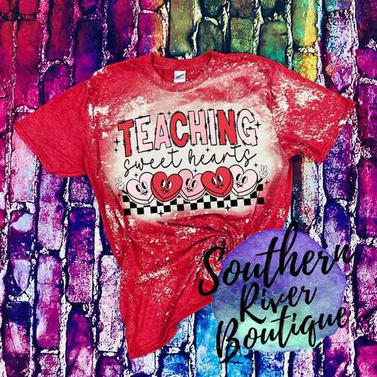 Teaching Sweethearts Valentines Bleached Tee